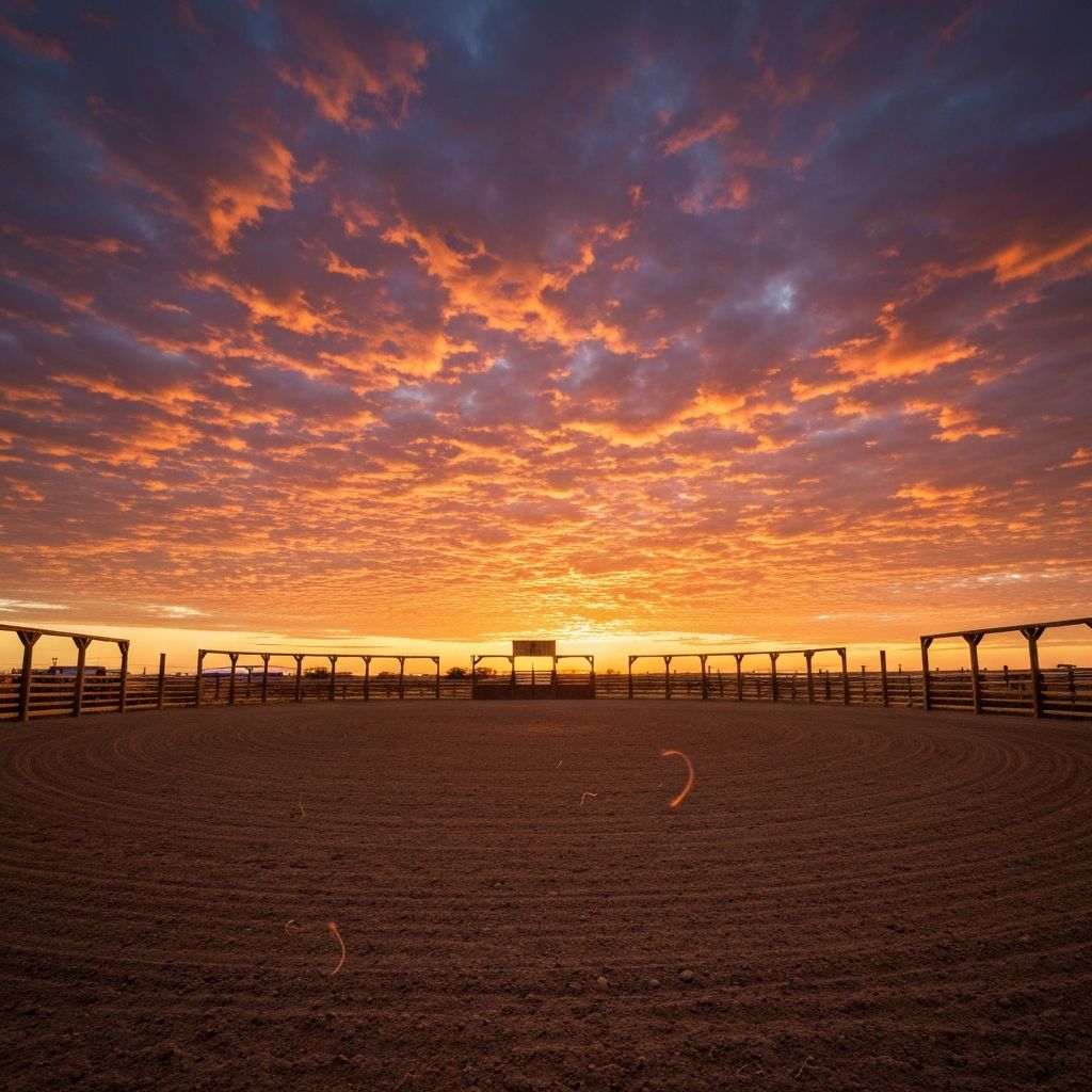 Rodeo arena at sunset